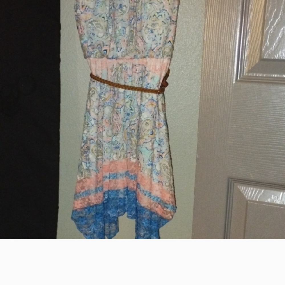 AUW Green Casual Sundress with Halter Neckline